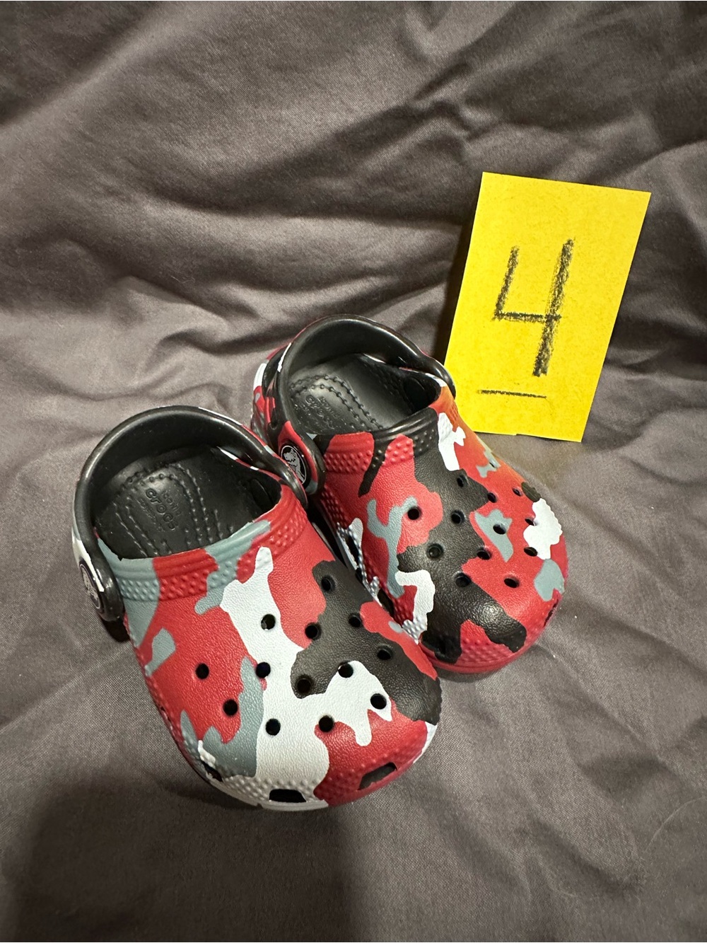 CROCS Kids Red Black & Gray Camo Clogs